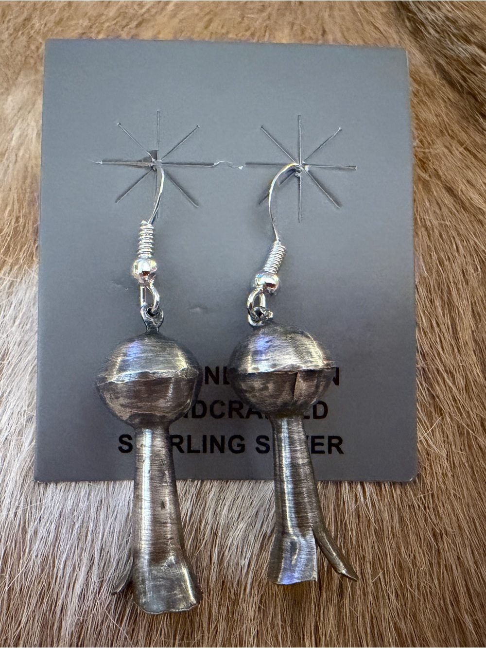 ❤️ Signed Navajo Phillip Martin Squash Blossom Dangle Sterling Silver Earrings